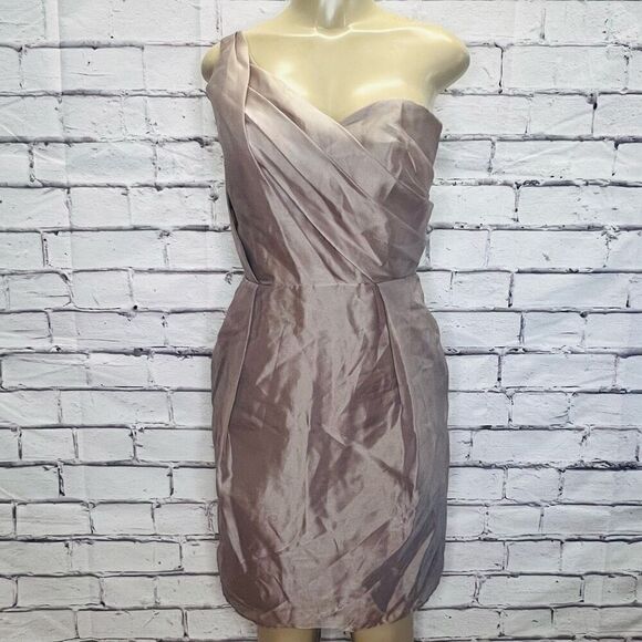 Alvina Valenta Womens Mauve From JLM Couture Shimmer One Shoulder Dress Size 8 - Picture 1 of 16